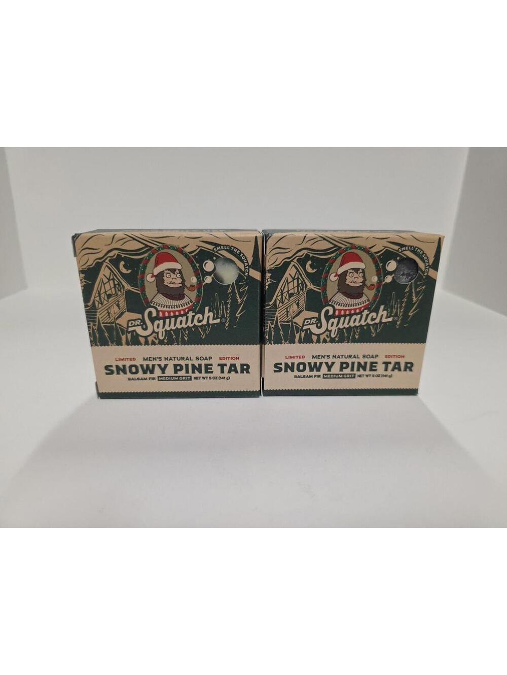 2pk Dr. Squatch Limited Edition Snowy Pine Tar Men's Natural Soap bars